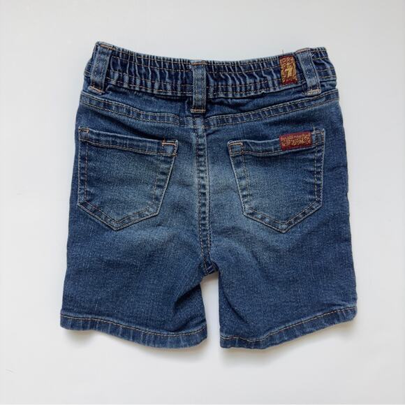 7 For All Mankind Denim Jean shorts cotton spandex stretch snap fly dark Wash - Picture 2 of 11